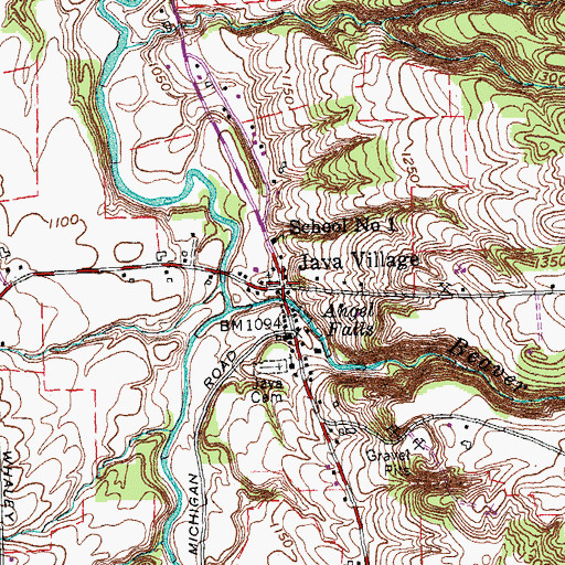 Topographic Map of Java Village, NY