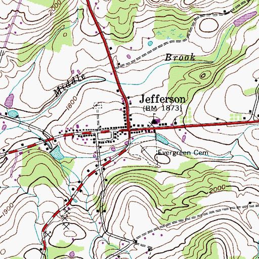 Topographic Map of Jefferson, NY