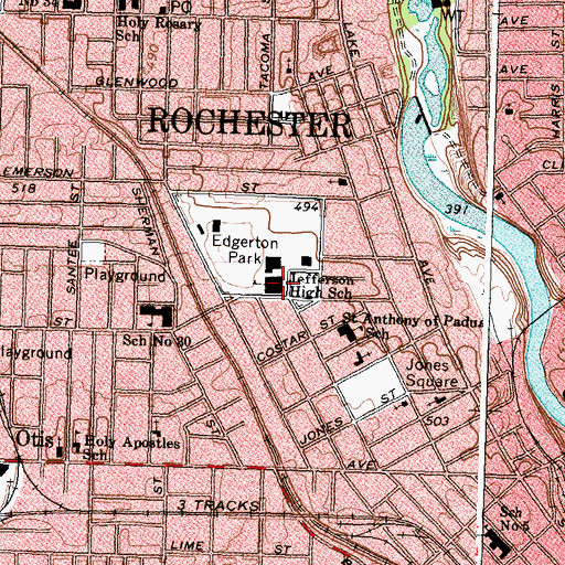 Topographic Map of Thomas Jefferson High School, NY