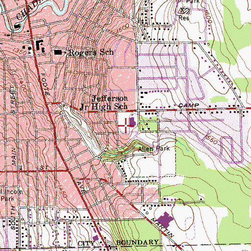 Topographic Map of Rovillus R Rogers Elementary School, NY