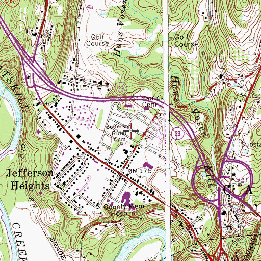 Topographic Map of Jefferson Rural Cemetery, NY