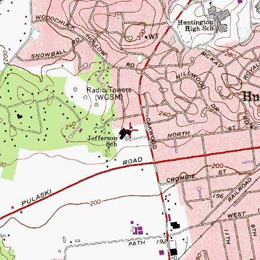 Topographic Map of Jefferson School, NY