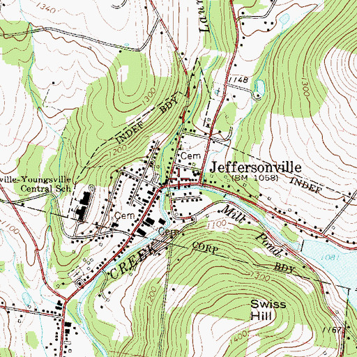 Topographic Map of Jeffersonville, NY