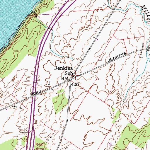 Topographic Map of Jenkins School, NY