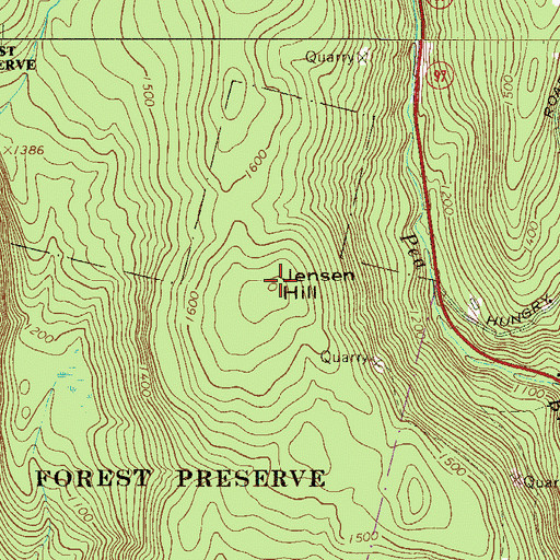 Topographic Map of Jensen Hill, NY