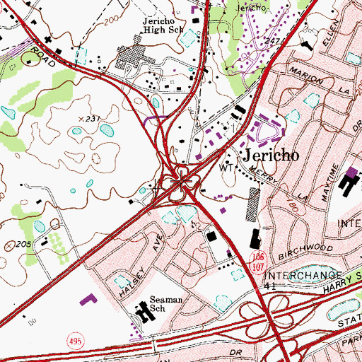 Topographic Map of Jericho, NY