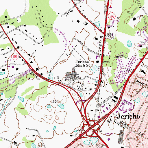 Topographic Map of Jericho High School, NY