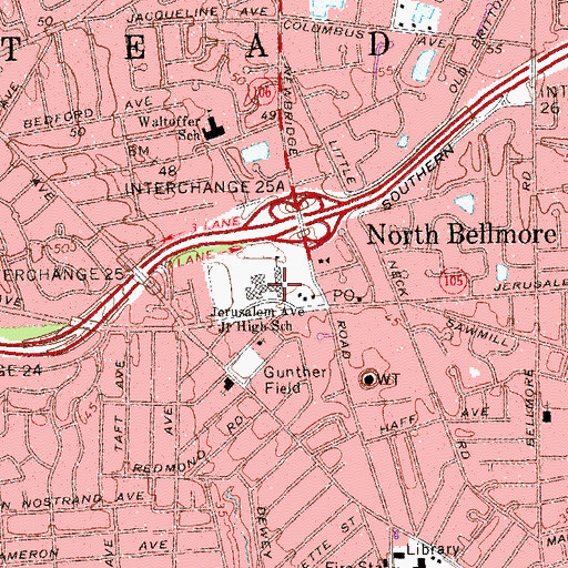 Topographic Map of Jersalem Avenue Junior High School, NY