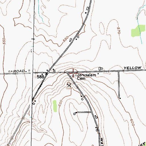 Topographic Map of Jersalem Cemetery, NY