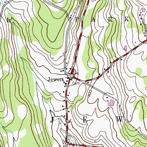 Topographic Map of Jewett, NY