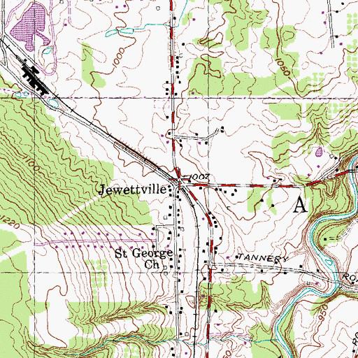 Topographic Map of Jewettville, NY