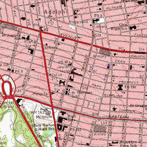 Topographic Map of Jewish Hospital Medical Center of Brooklyn, NY