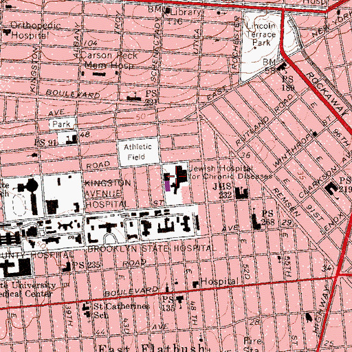 Topographic Map of Kingsbrook Jewish Medical Center, NY
