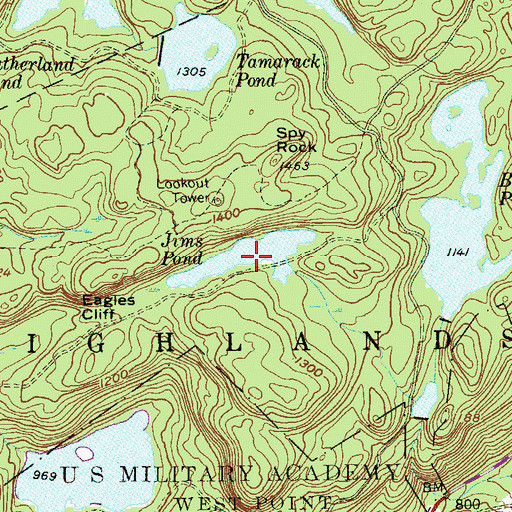 Topographic Map of Jims Pond, NY