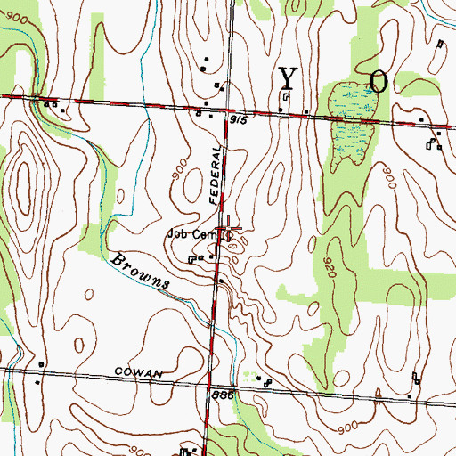 Topographic Map of Job Cemetery, NY