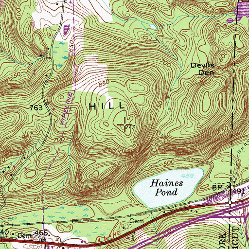 Topographic Map of Joes Hill, NY