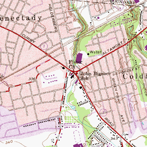 Topographic Map of John Bigsbee School (historical), NY