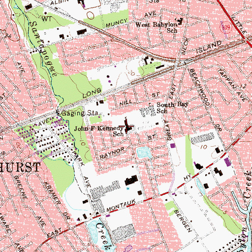 Topographic Map of John F Kennedy Elementary School, NY