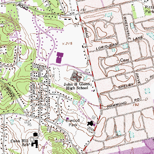 Topographic Map of John H Glenn High School, NY