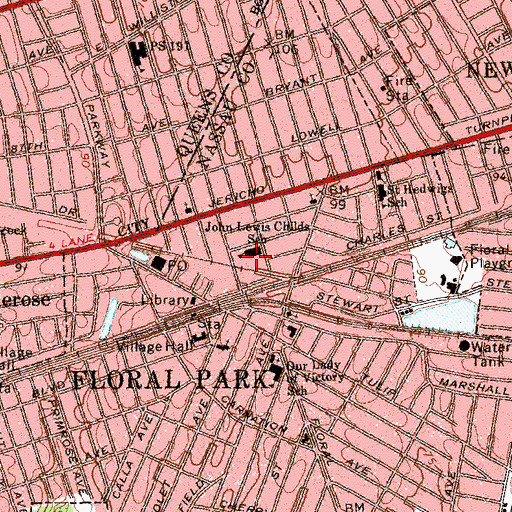 Topographic Map of John Lewis Childs Elementary School, NY