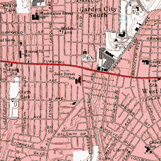 Topographic Map of John Street Elementary School, NY