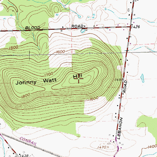 Topographic Map of Johnny Watt Hill, NY