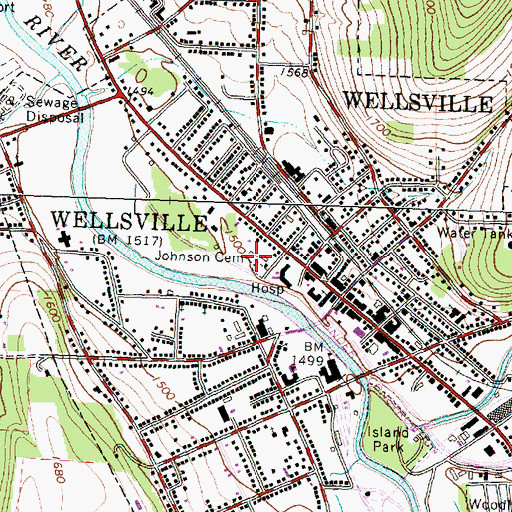 Topographic Map of Johnson Cemetery, NY
