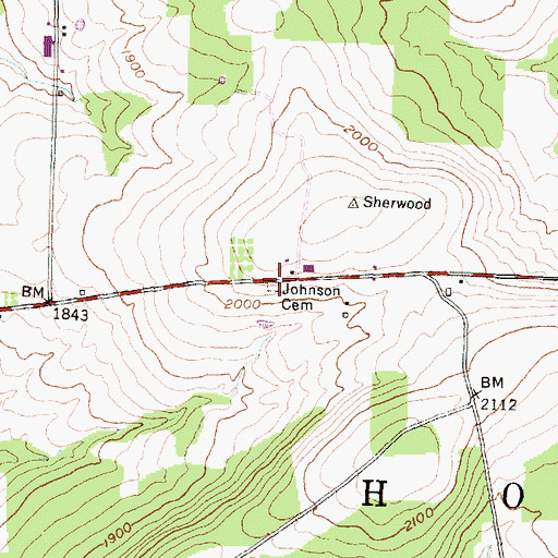 Topographic Map of Johnson Cemetery, NY