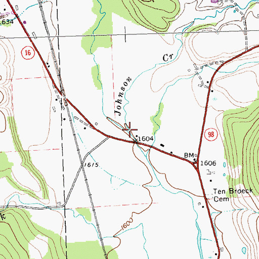 Topographic Map of Johnson Creek, NY