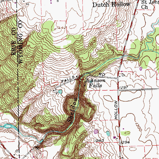 Topographic Map of Johnson Falls, NY