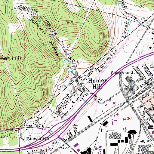 Topographic Map of Johnson Hollow, NY