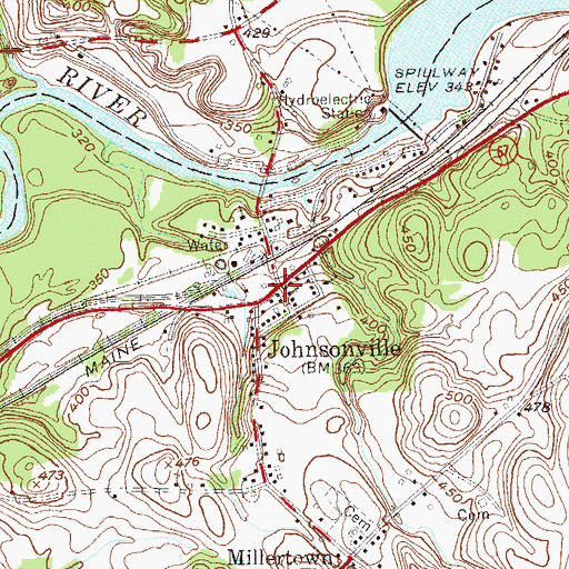 Topographic Map of Johnsonville, NY