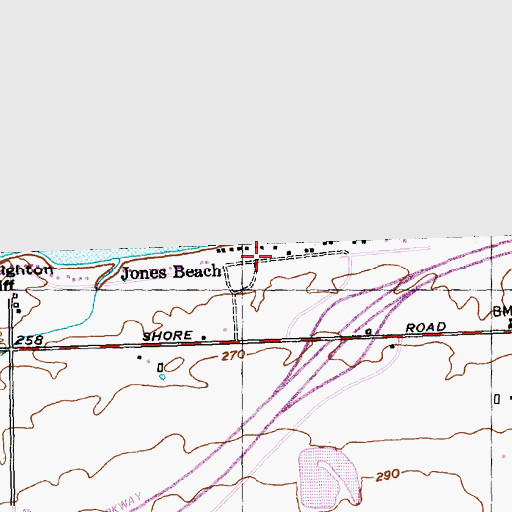 Topographic Map of Jones Beach, NY