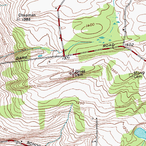 Topographic Map of Jones Cemetery, NY