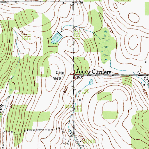 Topographic Map of Jones Corners, NY
