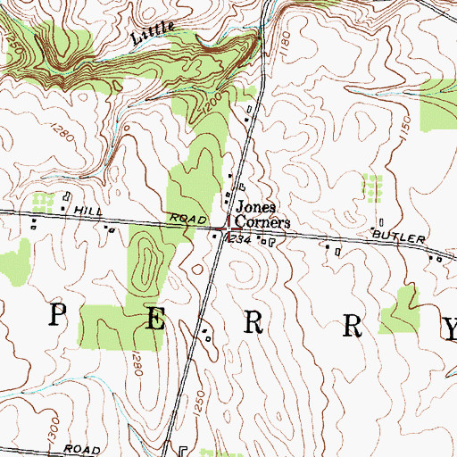 Topographic Map of Jones Corners, NY