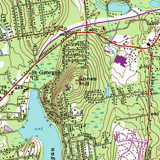 Topographic Map of Jones Hill, NY