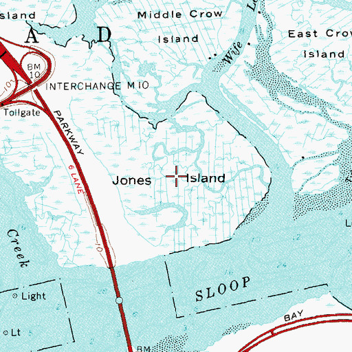 Topographic Map of Jones Island, NY