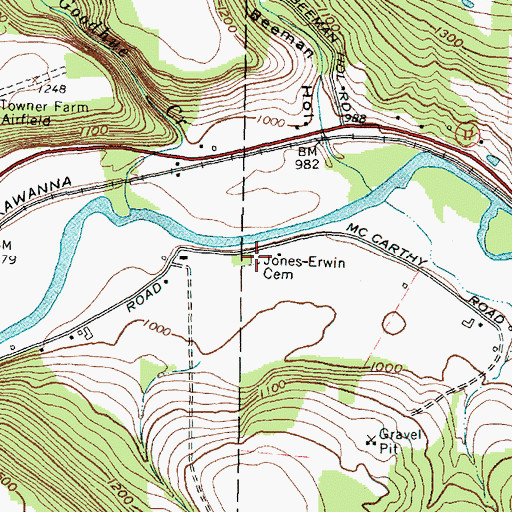 Topographic Map of Jones - Erwin Cemetery, NY