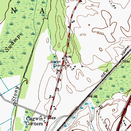 Topographic Map of Joslyn Cemetery, NY