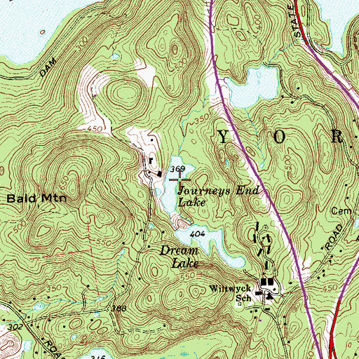 Topographic Map of Journeys End Lake, NY