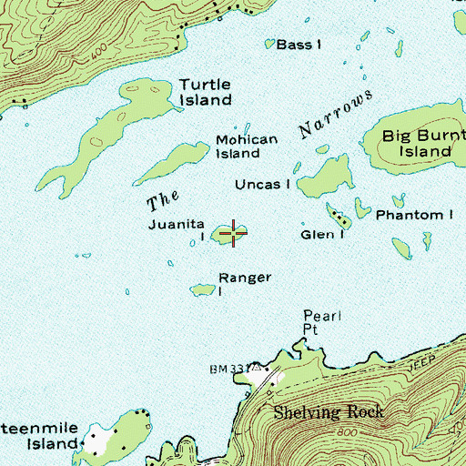 Topographic Map of Juanita Island, NY