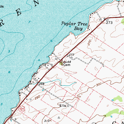Topographic Map of Judd Cemetery, NY
