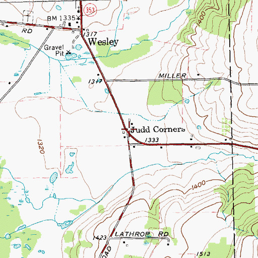 Topographic Map of Judd Corners, NY