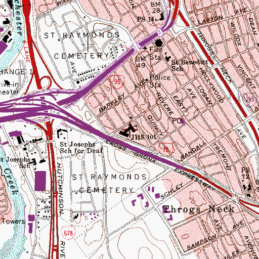 Topographic Map of Middle School X101 Edward R Byrne, NY