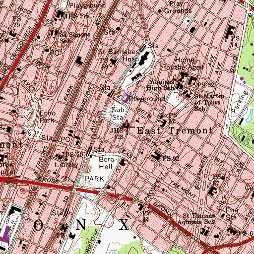 Topographic Map of Middle School 118, NY