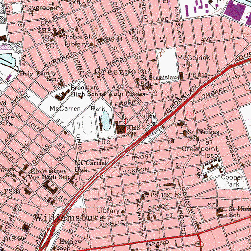Topographic Map of Junior High School 126, NY