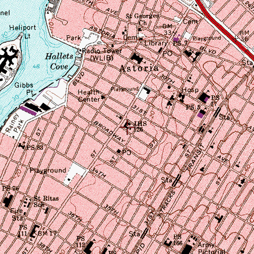 Topographic Map of Intermediate School 126, NY
