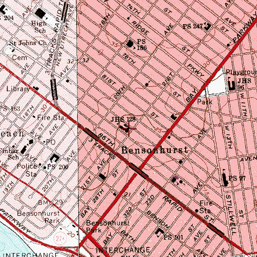 Topographic Map of Public School 128, NY
