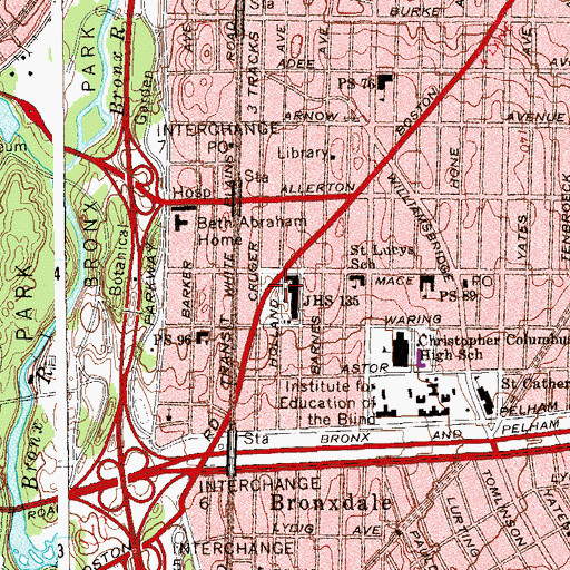 Topographic Map of Middle School 135, NY